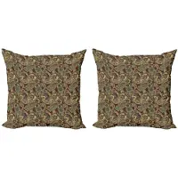 Abakuhaus Paisley kussenhoes 2-pack – 45 x 45 cm – dubbelzijdig bedrukt – zandbruin-chocolade