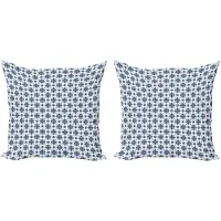 Abakuhaus Kussenhoes Set 2x50x50 – Dubbelzijdig bedrukt – Donkerblauw/Wit