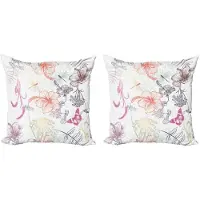 Abakuhaus Libelle kussenhoesenset (2 stuks), versierd met hibiscusmotief, dubbelzijdig digitaal bedrukt patroon met rits, 40 cm, meerkleurig