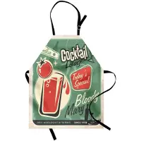 Abakuhaus Retro-keukenschort, Poster Bar Art – voor de hedendaagse speciale, beroemde cocktail Bloody Drink en Vodka, in hoogte verstelbaar, machinewasbaar, geen verkleuring, Groen/Rood