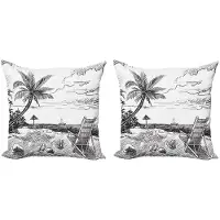 Abakuhaus Zomer Kussenhoes Set – 2x45x45 cm – Microvezel – Zwart/Wit