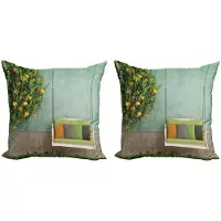 Abakuhaus Tuin Kussenhoezen – Set van 2×40×40 cm – Dubbelzijdig bedrukt – Met rits