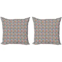 Abakuhaus Kussenhoes Set – Moderne Kunst 2x40x40 cm – Dubbelzijdig bedrukt – Oranje/Koksgrauw