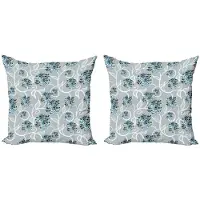 Abakuhaus Kussenhoes Set – 2x 40x40 cm – Dubbelzijdig bedrukt – Hemelsblauw/Grijs/Abrikoos