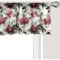 Abakuhaus Shabby Flora Raamvalletje, Gordijnvalletje voor Keuken en Slaapkamer met Tunnelzoom, 137 cm x 30 cm, Donker Koraalrood