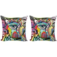 Abakuhaus Kussenhoes Set van 2 × 45×45 cm – Dubbelzijdig bedrukt – Multicolor