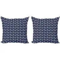 Abakuhaus marineblauw kussenhoes set 2x – dubbelzijdig print – marine-wit
