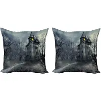 Abakuhaus Halloween Kussenhoes Set 2x60x60 cm – Dubbelzijdig digitaal bedrukt – Teal