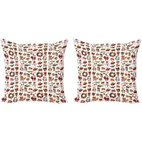 Abakuhaus Kerstkussenhoes Set – 2x50x50 cm – Dubbelzijdig bedrukt – Rits – Multicolor