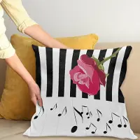 Abakuhaus Moderne Kussenhoes 40x40 cm – Dubbelzijdige druk – Rood Rosa op Klavier – Rits