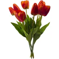 CHM Set van 8 Natuurgetrouwe Kunsttulpen – 53 cm - Tulpen - Rood Met Geel