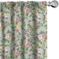 Abakuhaus Romantische Gordijnen – 2x75x175 cm – microvezel – halfdonker – lichtgroen multicolor