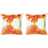 Abakuhaus Blume Kussenhoes Set 2x40x40 – Oranje – Dubbelzijdig bedrukt