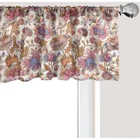 Abakuhaus Jacobean raamvalletje, gordijnvalletje voor keuken en slaapkamer met tunnelzoom, 137 cm x 45 cm, gebroken wit en veelkleurig