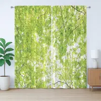 Abakuhaus Rustiek boomgordijn, natuurlijk zomergroen, met lussen en haken voor de woonkamer, 280 x 225 cm, groen