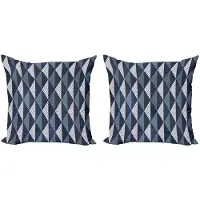Abakuhaus Geometrische Kussenhoes – 2x45 cm – Dubbelzijdig digitaal bedrukt – Blauwgrijs/Wit