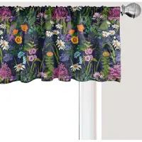 Abakuhaus Bloemenland Raamvalletje, Gordijnvalletje voor Keuken en Slaapkamer met Tunnelzoom, 137 cm x 30 cm, Indigo Meerkleurig