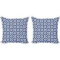Abakuhaus Kussenhoezen Set 2x50x50 cm – Azulejo patroon, donkerblauw