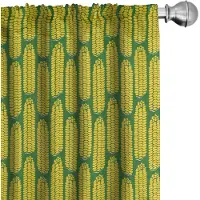 Abakuhaus Geometrische Voorhangen – 2x75x245 – Mikrofaser – Geelgroen