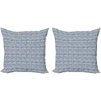 Abakuhaus Kussenhoes Set 2x45x45 cm – Ethnisch Schuppenstreifen – Dubbelzijdig Marinecreme