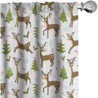 Abakuhaus Voorhangen – 2x75x245 cm – Rendieren Winterdecor – Karamel Groen Wit