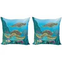 Abakuhaus Sea Life Kussenhoezen – 2x45x45 cm – Dubbelzijdig bedrukt – Rits – Multicolor