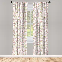 Abakuhaus Shabby Chic – Raamgordijnen Natuur Bloesemknoppen – 2x75x225 cm