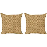 Abakuhaus Retro Kussenhoes – Set van 2 kussenhoezen van 45x45 cm – Microfiber – Tan & Caramel