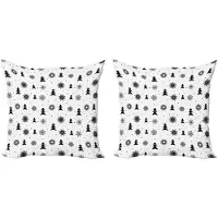 Abakuhaus Nordic Kussenhoes Set – 2x 40x40 cm – Dubbelzijdig Print – Zwart/Wit