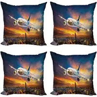 Abakuhaus Reis-Dekokussens – 4-delige set – 40x40 cm – Dubbelzijdig Oranje/Blauw