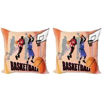 Abakuhaus Basketbal Kussenhoes – 2×60×60 cm – Dubbelzijdig bedrukt – Oranje/zwart