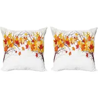 Abakuhaus Fallen kussensloopset (2 stuks), cartoon esdoorn herfstboom, 40 cm, oranje wit