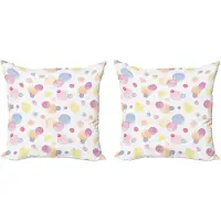 Abakuhaus Pastel Kussensloopset (2 stuks), Aquarel Druppels, 45 cm, Multicolor