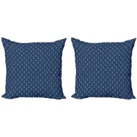 Abakuhaus Kussenhoezen Set van 2x45x45 cm – Dubbelzijdig bedrukt Blauw/Wit – Rits
