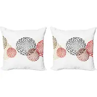 Abakuhaus Abstracte Kussenhoezenset (2 stuks), Omcirkelde Moderne Stippen, 45 cm, Rood, Grijs en Zwart