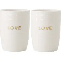 Zusss Set Van 2 Koffiemokken Love - Verjaardag - Cadeau Dames Keramiek Wit/Goud