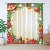 Abakuhaus Rustiek Nieuwjaarsgordijn, Abstracte Kerstboom, Geplooid Gordijn voor de Slaapkamer met Lussen en Haken, 280 x 175 cm, Multicolor