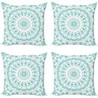 Abakuhaus Waterkussenhoes – 50x50 cm – Mandala Tie Dye – Zeesgroen/Wit – 4 stuks