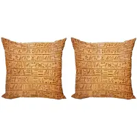 Abakuhaus Kussenhoes Set Egypte – 2x45x45 cm – dubbelzijdig bedrukt – rits – oranje