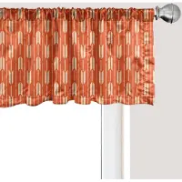 Abakuhaus Geometrisch raamvalletje, gordijnvalletje voor keuken en slaapkamer met tunnelzoom, 137 cm x 45 cm, Vermiljoen Crème