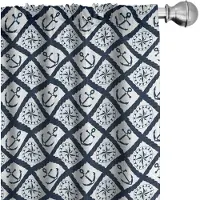 Abakuhaus Marine Voorhangen – Ankerwindroos – 2x75x225 Indigo Wit