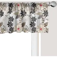 Abakuhaus Bloemenpatroon raamvalletje, gordijnvalletje voor keuken en slaapkamer met tunnelzoom, 137 cm x 45 cm, beige ivoorkleurig zeehondenbruin