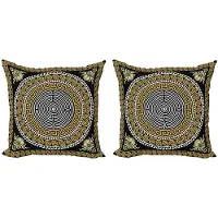 Abakuhaus Griekse Sleutel Kussenhoes Set – 2x 60x60 cm – Dubbelzijdig bedrukt – Bleekgeel/Wit/Zwart