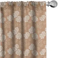 Abakuhaus gordijnen – Flora Japanse motieven – 2x75x175 cm – microvezel lichte karamelkleur en wit