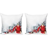 Abakuhaus Kussenhoes Winterset 2x45x45 cm – Dubbelzijdig bedrukt, Ritssluiting, Microvezel, Wit-Rood
