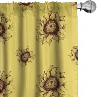 Abakuhaus Bloemen Gordijnen – 2x75x175 cm – Donker Maroon & Mosterd