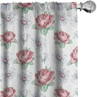 Abakuhaus – Vintage Rozen en Kamille Gordijnen 2x75x175 – Meerkleurig