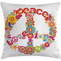 Abakuhaus Kussenhoes – Vrede en Liefde Joy Flowers – 40x40 cm – Multicolor, dubbelzijdig bedrukt
