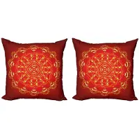 Abakuhaus Rode mandala kussenhoes set – 2x60x60 cm – dubbelzijdig