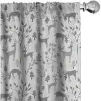 Abakuhaus Kerstgordijnen – Roodwild in Winterbos – 2x75x175 cm – microvezel, semi-donker, Staubgrijs, pale taupe